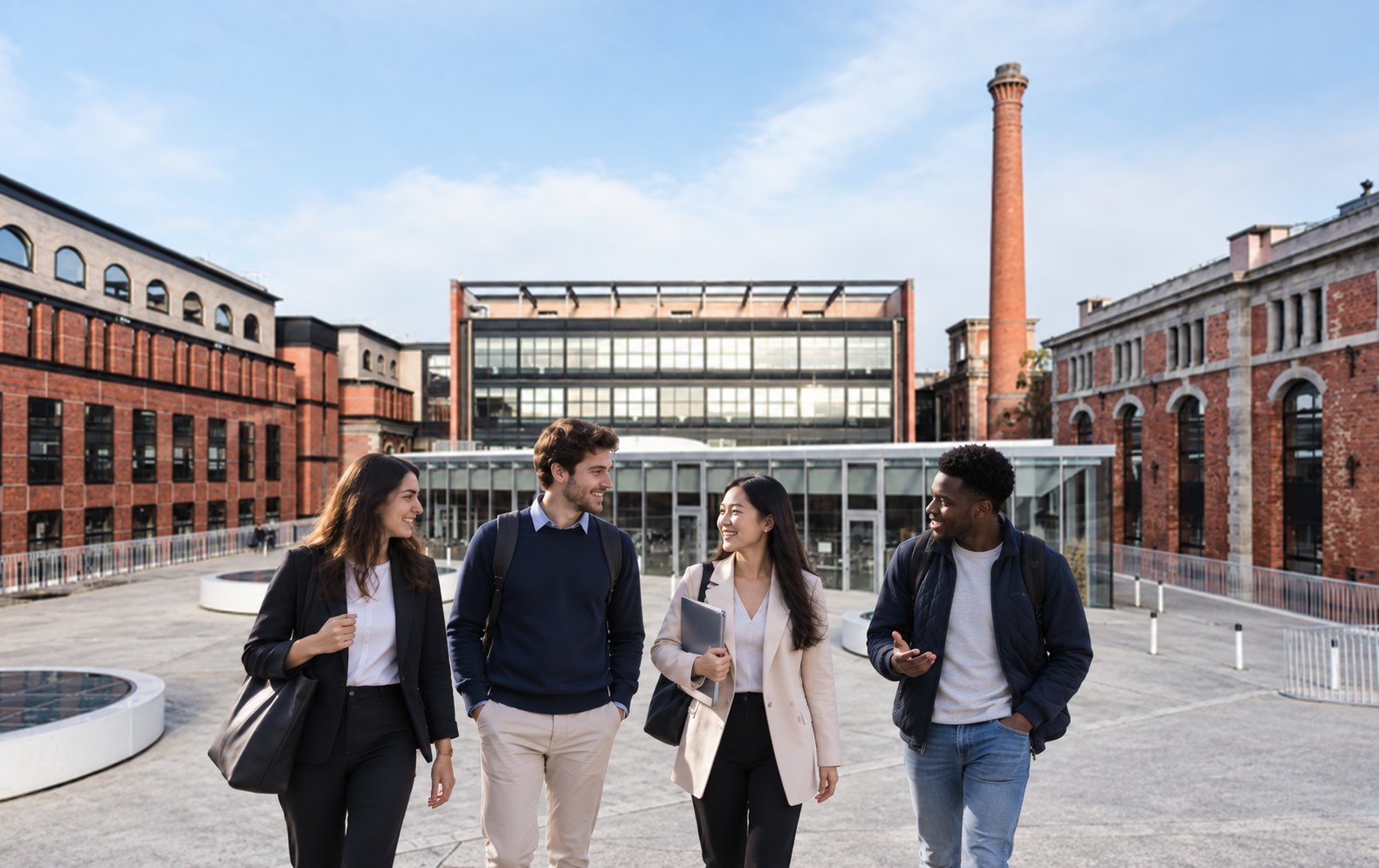 Étudiants de l’EM Strasbourg sur le campus